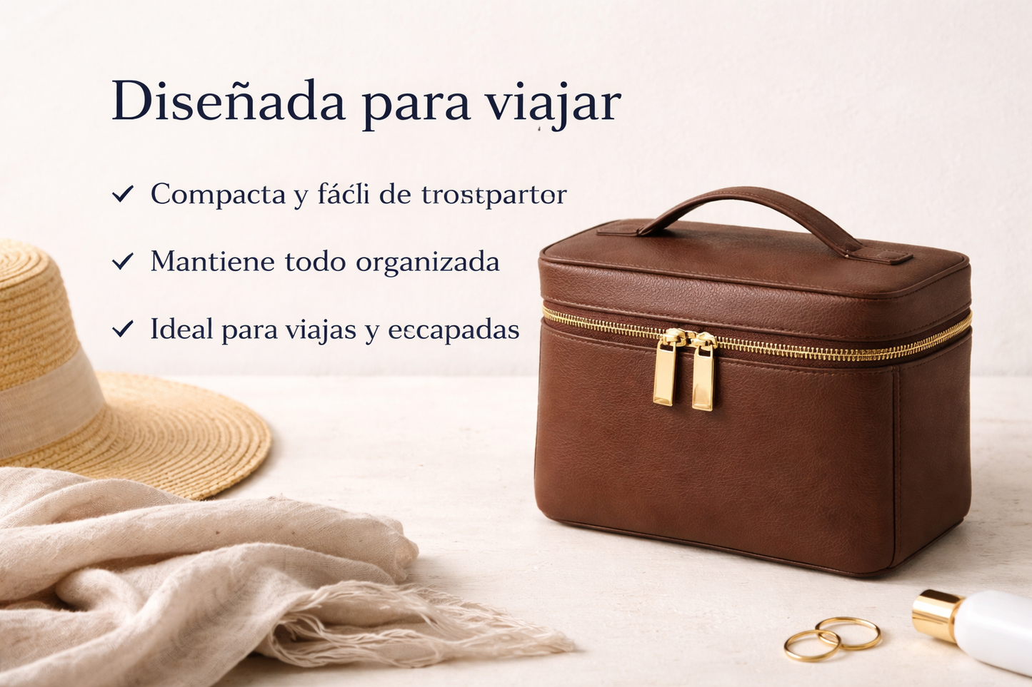Bolsa de Maquillaje Grande y Organizada | Impermeable y Portátil