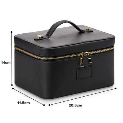 Fashion PU Handheld Makeup Bag with Compartment Large Capacity Portable Leather Makeup Pack Waterpoor Leather Cosmetic Pouch