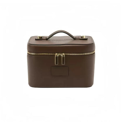 Fashion PU Handheld Makeup Bag with Compartment Large Capacity Portable Leather Makeup Pack Waterpoor Leather Cosmetic Pouch